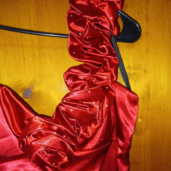 Red One Shoulder Dress - Picture 3 of 5